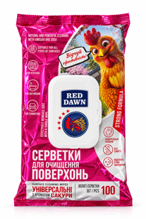 Універсальні вологі серветки для прибирання Red Dawn (з ароматом сакури / цвіту японської вишні, 100 шт.) 8684008322849 фото