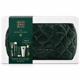 Подарунковий набір для догляду за тілом та дому Rituals The Ritual of Jing Large Gift Set у великій оксамитовій косметичці 8719134203271 фото