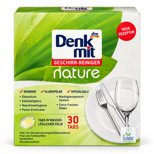 Таблетки для посудомийної машини Denkmit Nature, 30 шт &ndash; ефективне та екологічне миття 4066447771466 фото